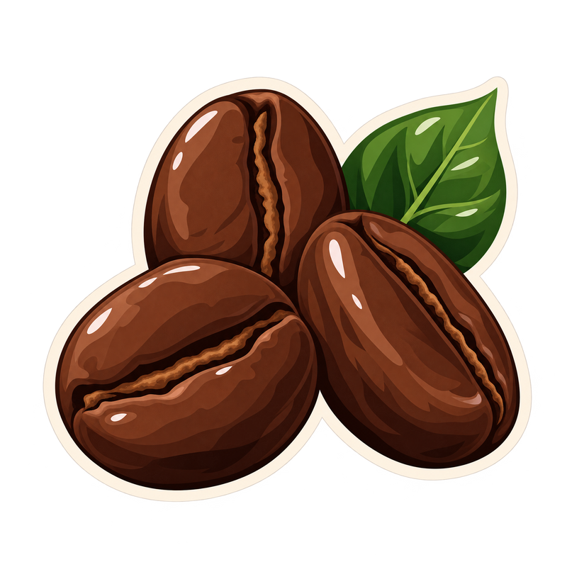 Ilustración de granos de café (cafeína)