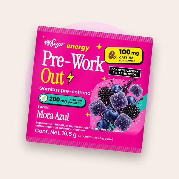 Sobre de 3 gomitas Pre-Work Out sabor Mora Azul